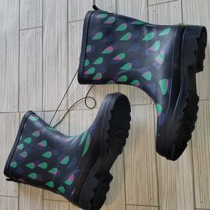 Western Chief Rubber Rain Boots Dotty Downpour Indigo 6 nwt